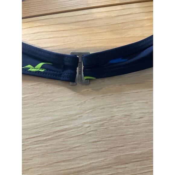 Hollister Women's Push-Up Bikini Top 34C Medium Navy Blue Logo Print Halter Swim - Picture 3 of 4